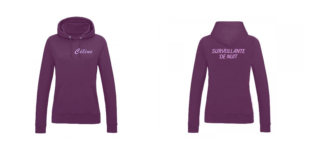 SWEAT A CAPUCHE FEMME PERSONNALISABLE REF : JH01F