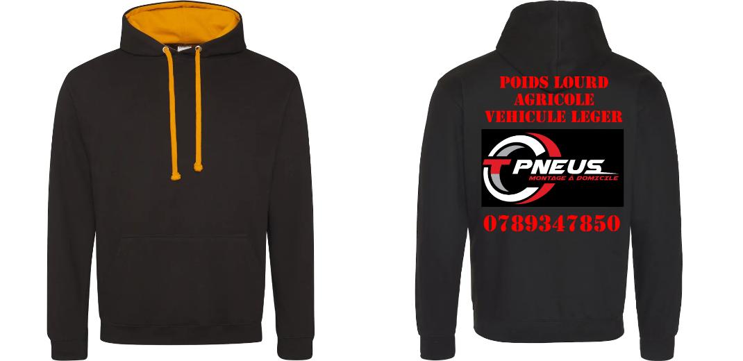 SWEAT A CAPUCHE CONTRASTÉ PERSONNALISABLE UNISEXE REF : JH003