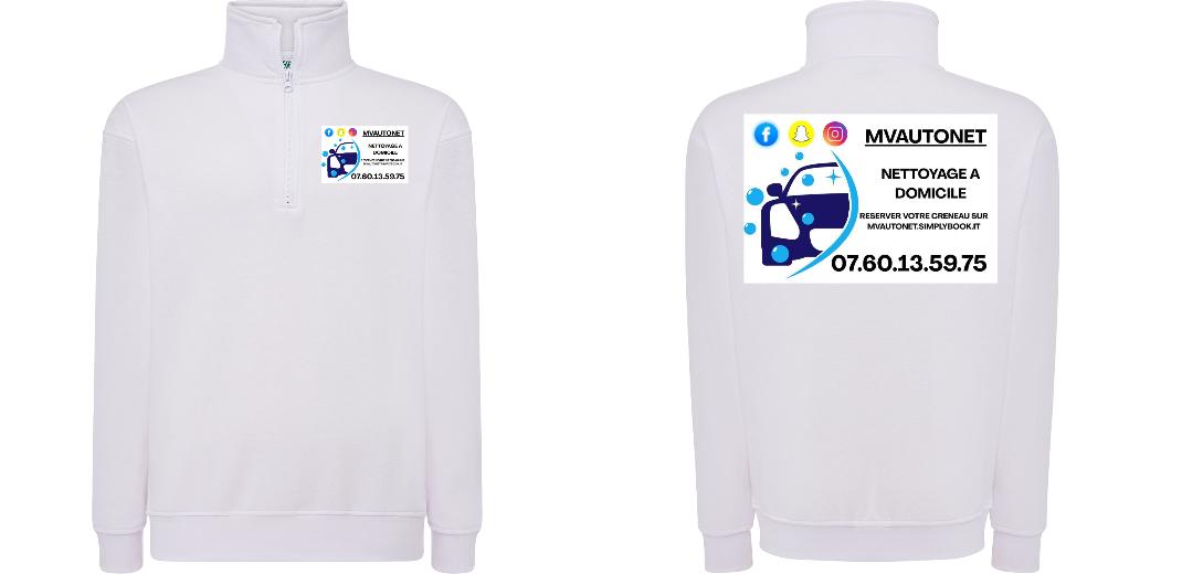 SWEAT COL ZIPPÉ PERSONNALISABLE UNISEXE REF: JK298