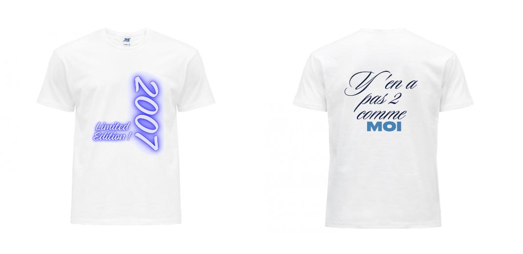 T-SHIRT PREMIUM UNISEXE 100% COTON PERSONNALISABLE REF : JK190