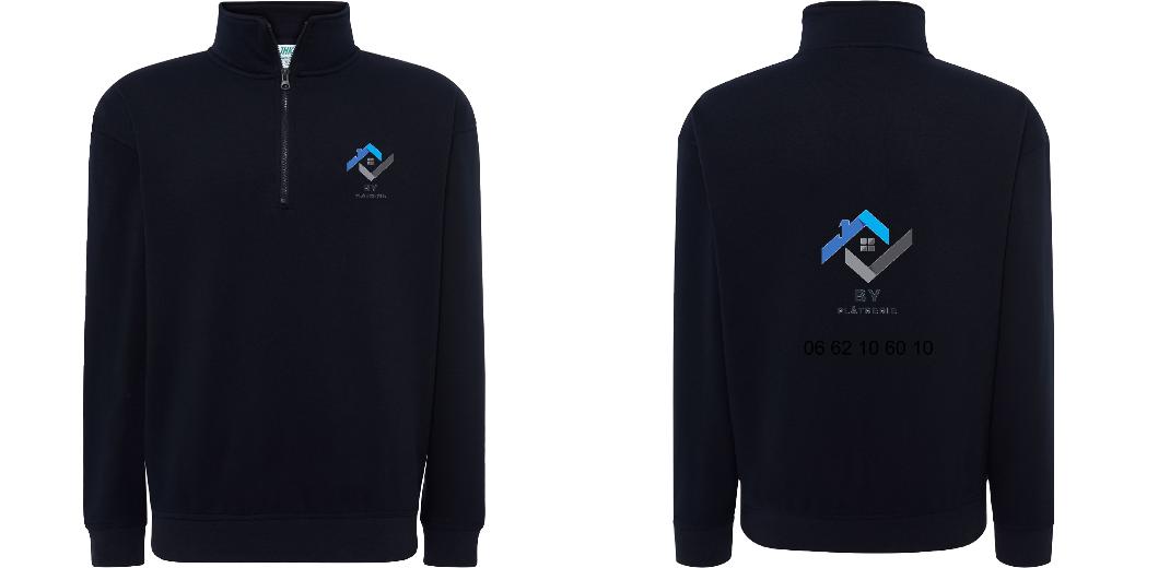SWEAT COL ZIPPÉ PERSONNALISABLE UNISEXE REF: JK298