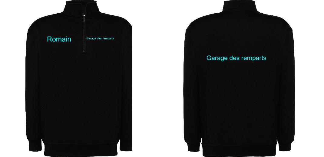 SWEAT COL ZIPPÉ PERSONNALISABLE UNISEXE REF: JK298