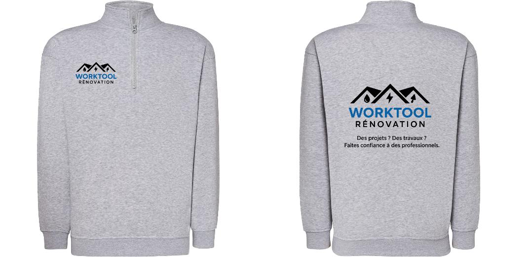 SWEAT COL ZIPPÉ PERSONNALISABLE UNISEXE REF: JK298