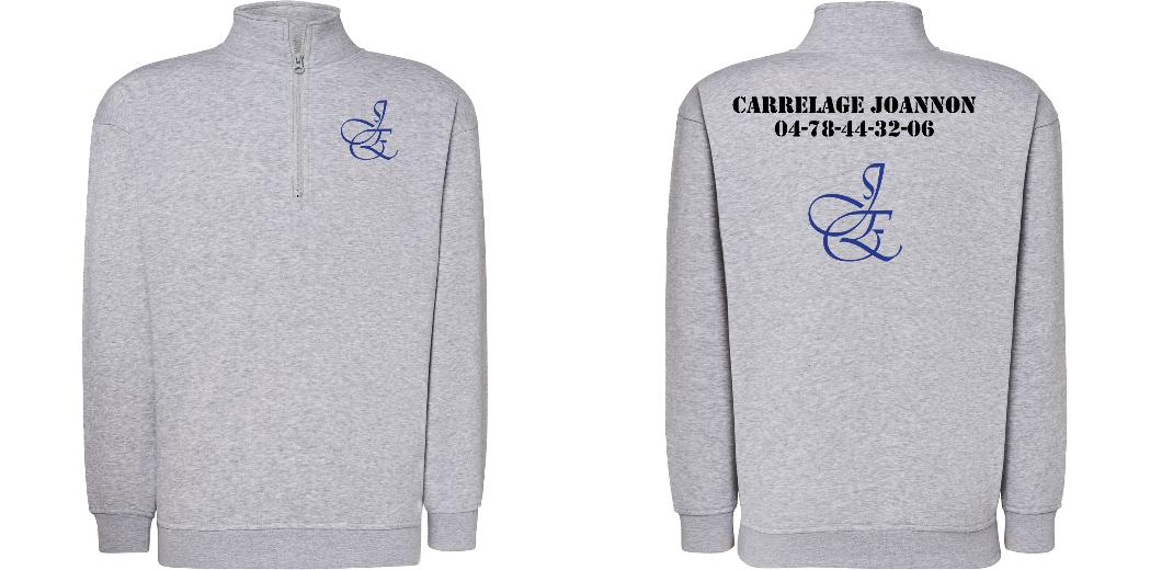 SWEAT COL ZIPPÉ PERSONNALISABLE UNISEXE REF: JK298