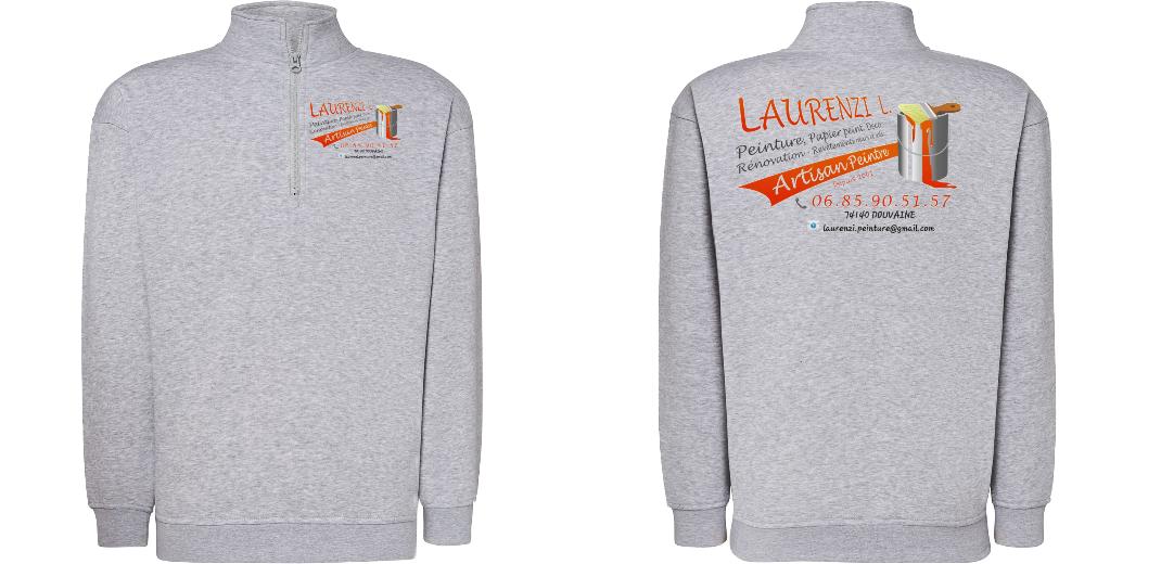 SWEAT COL ZIPPÉ PERSONNALISABLE UNISEXE REF: JK298