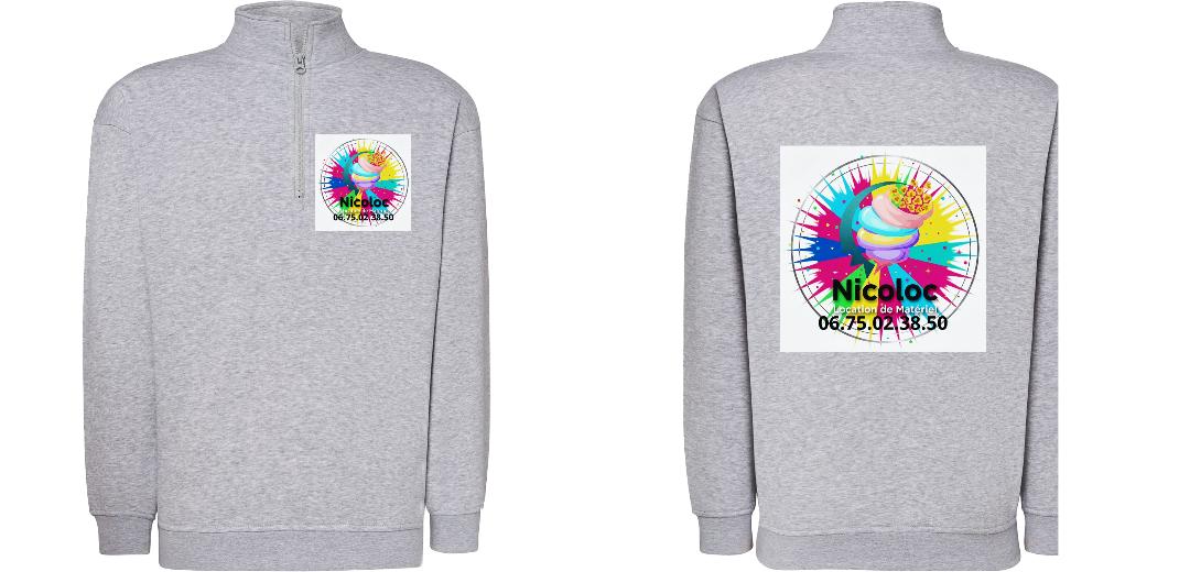 SWEAT COL ZIPPÉ PERSONNALISABLE UNISEXE REF: JK298