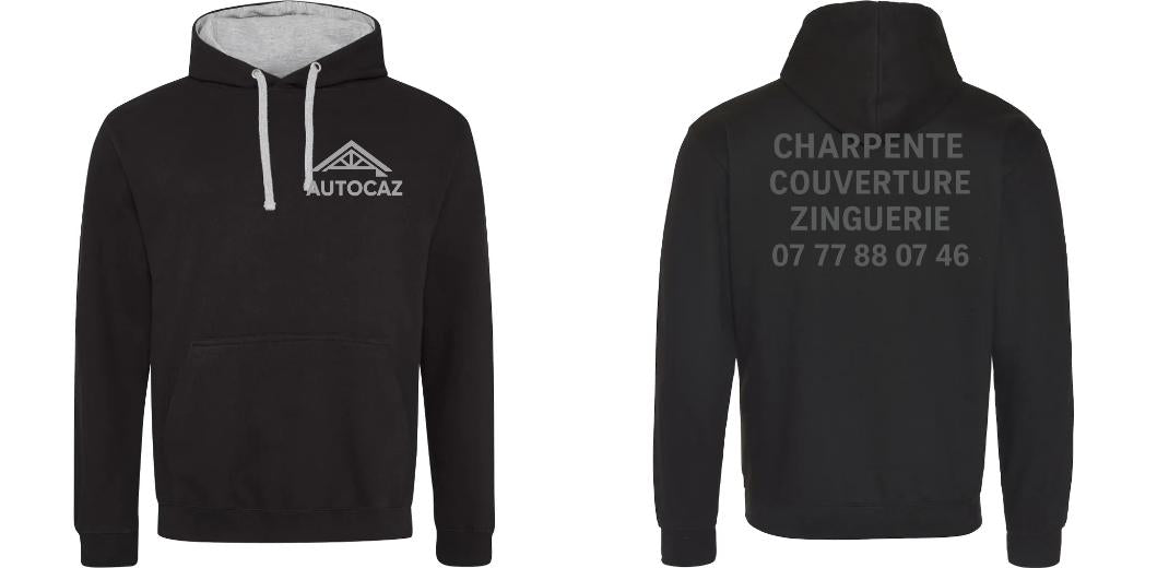 SWEAT A CAPUCHE CONTRASTÉ PERSONNALISABLE UNISEXE REF : JH003