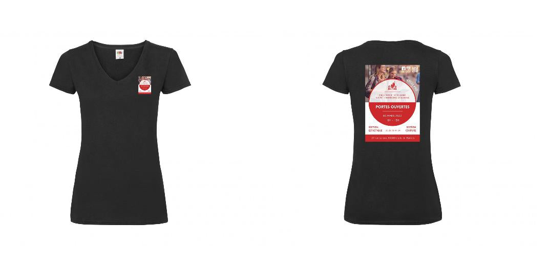 T-SHIRT COL V FEMME PERSONNALISABLE REF : SC601