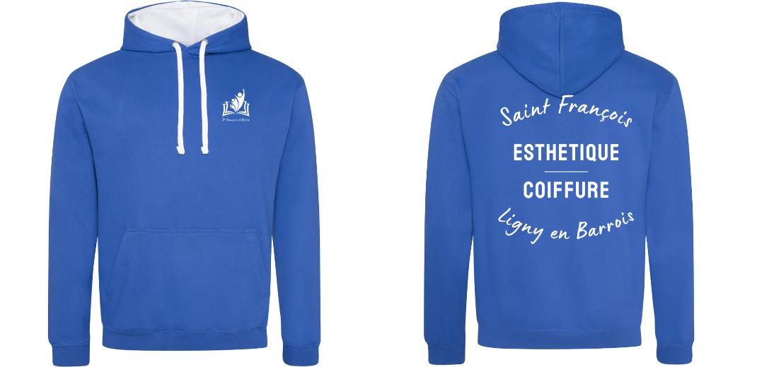 SWEAT A CAPUCHE CONTRASTÉ PERSONNALISABLE UNISEXE REF : JH003