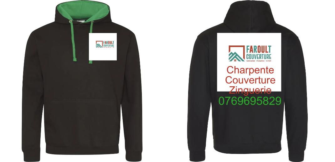 SWEAT A CAPUCHE CONTRASTÉ PERSONNALISABLE UNISEXE REF : JH003