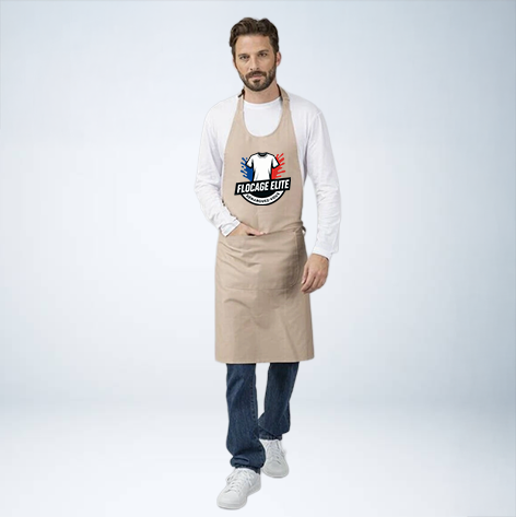 TABLIER A BAVETTE 100% COTON PERSONNALISABLE REF : TB201