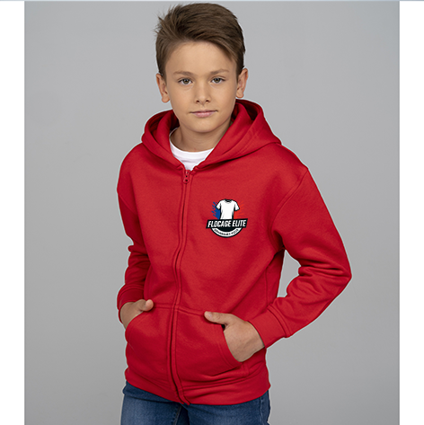 SWEAT A CAPUCHE ZIPPÉ ENFANT PERSONNALISABLE REF : JK290K (BRODERIE)